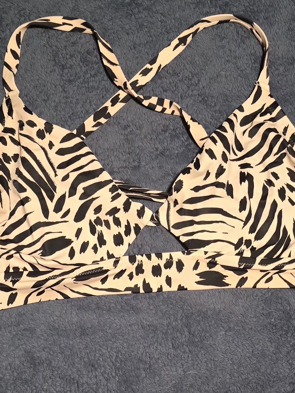 Target Zebra Print Bikini Top in Black and Cream
